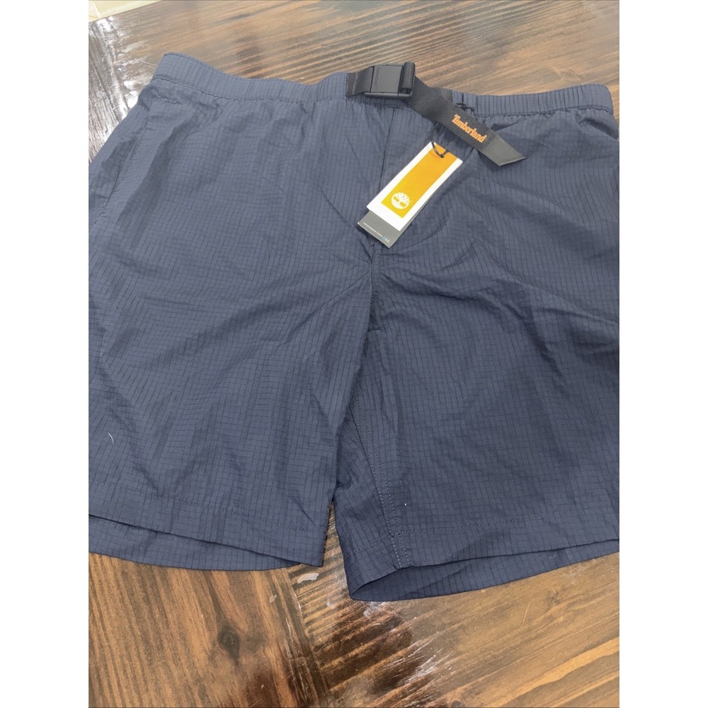 Timberland New NWT Shorts Sz 36 Men Navy Blue ripstop Weather Ready Belted
